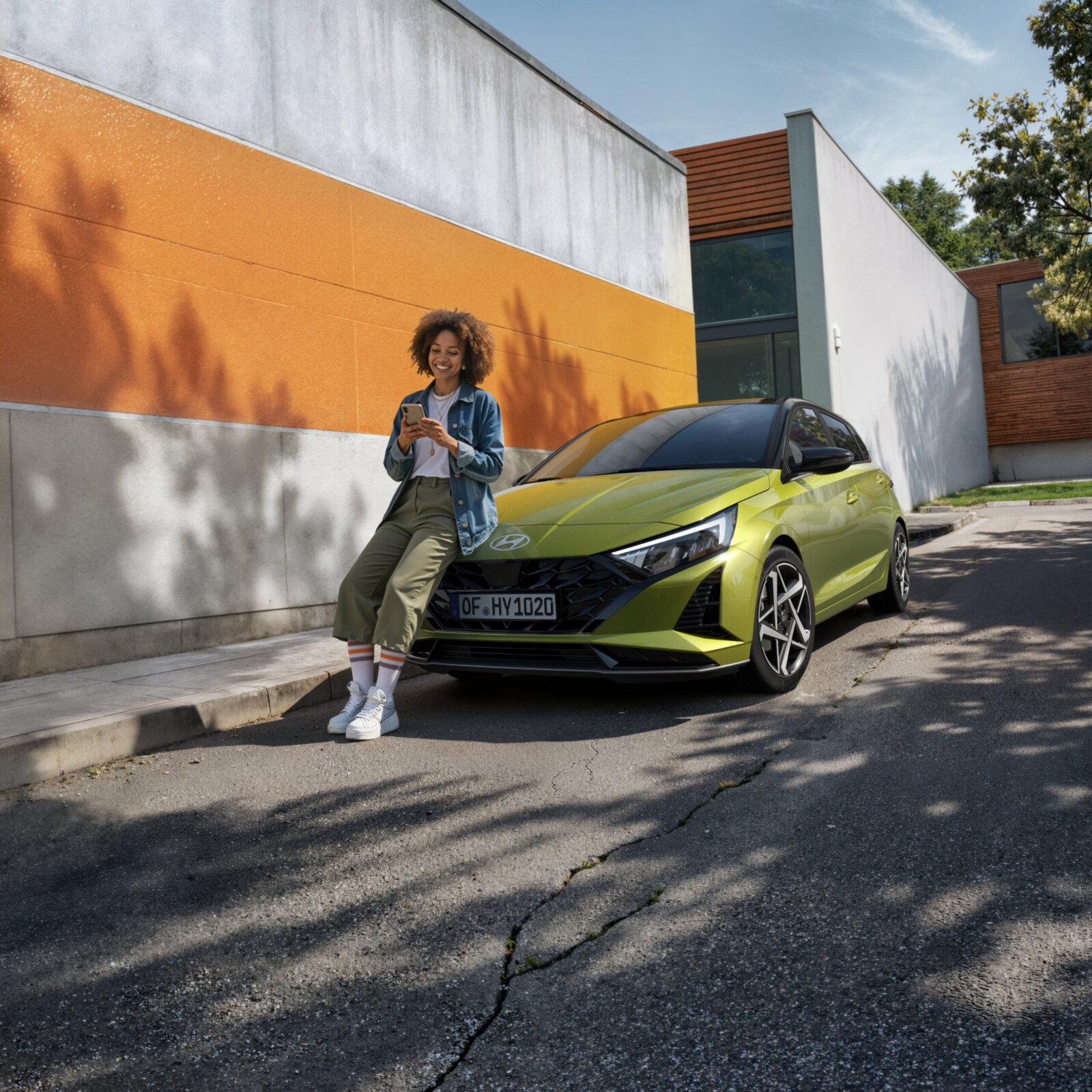 Hyundai i20, Fahrzeugabbildung zeigt ggf. aufpreispflichtige Zusatzausstattung, Bild mit Hilfe von KI erstellt.