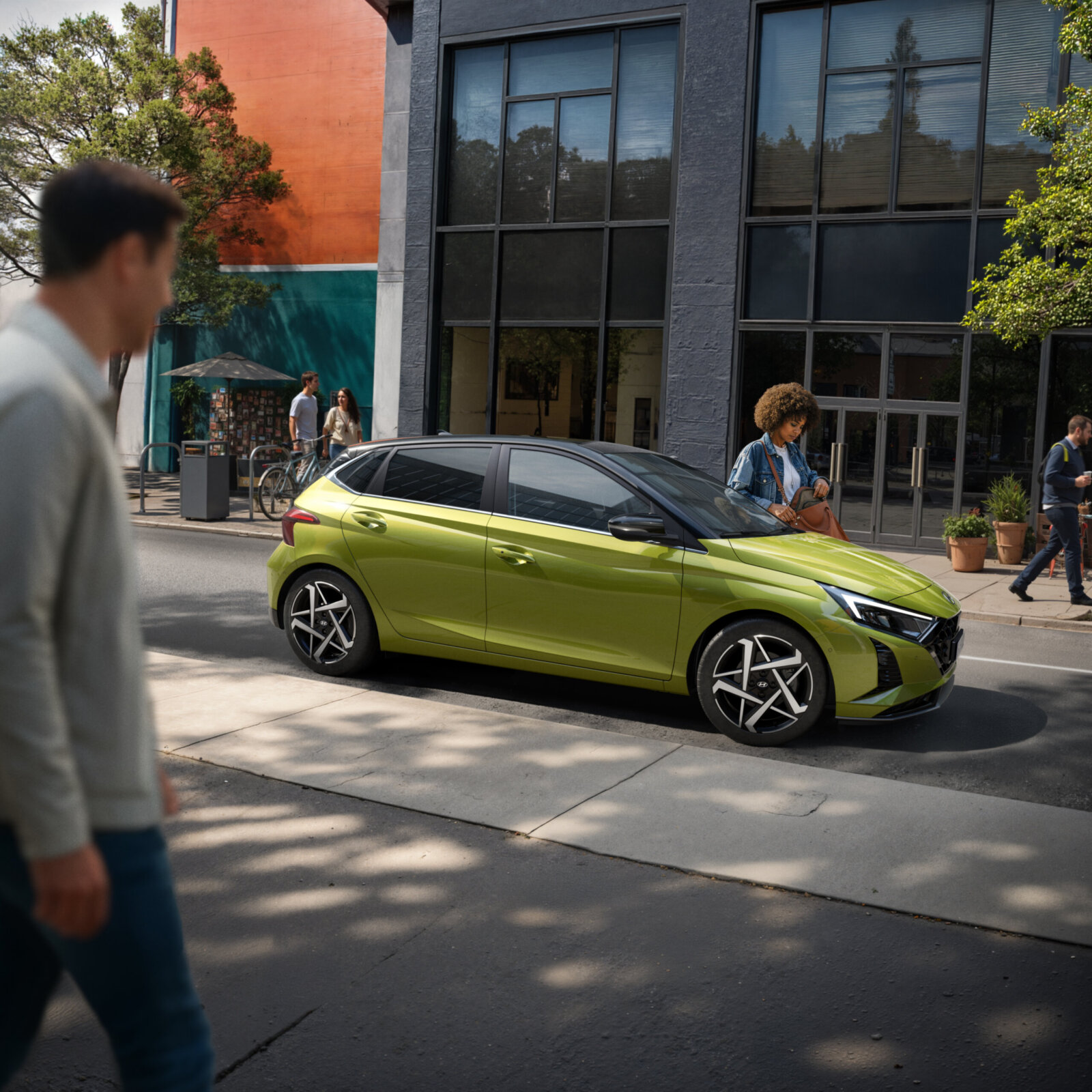 Hyundai i20, Fahrzeugabbildung zeigt ggf. aufpreispflichtige Zusatzausstattung, Bild mit Hilfe von KI erstellt.